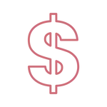 Pink dollar sign encircled with motion lines, conveying fast cash or rapid payments.