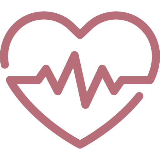 Stylized pink heart with a heartbeat/pulse line running through its center