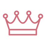 Pink crown icon representing royalty or premium status on a dark background.