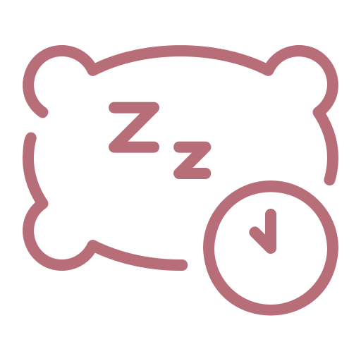 Sleeping icon: a pillow with Zs and a clock indicating sleep time