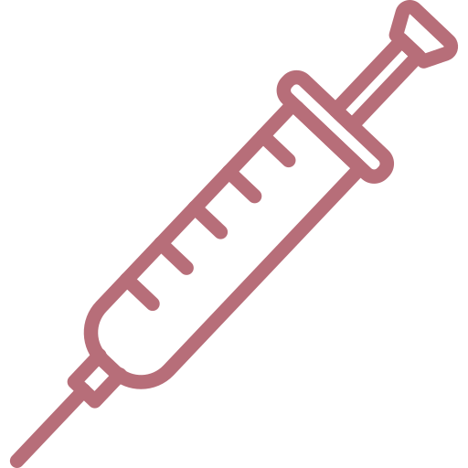 Syringe illustration with a plunger and needle, icon-style, representing vaccination or injection